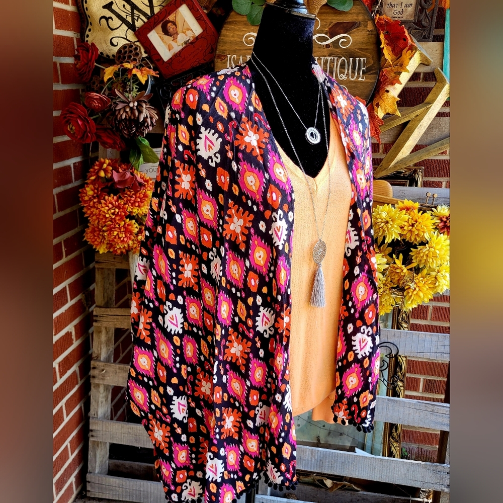 Anna & Ava Colorful Patterned Kimono Cardigan